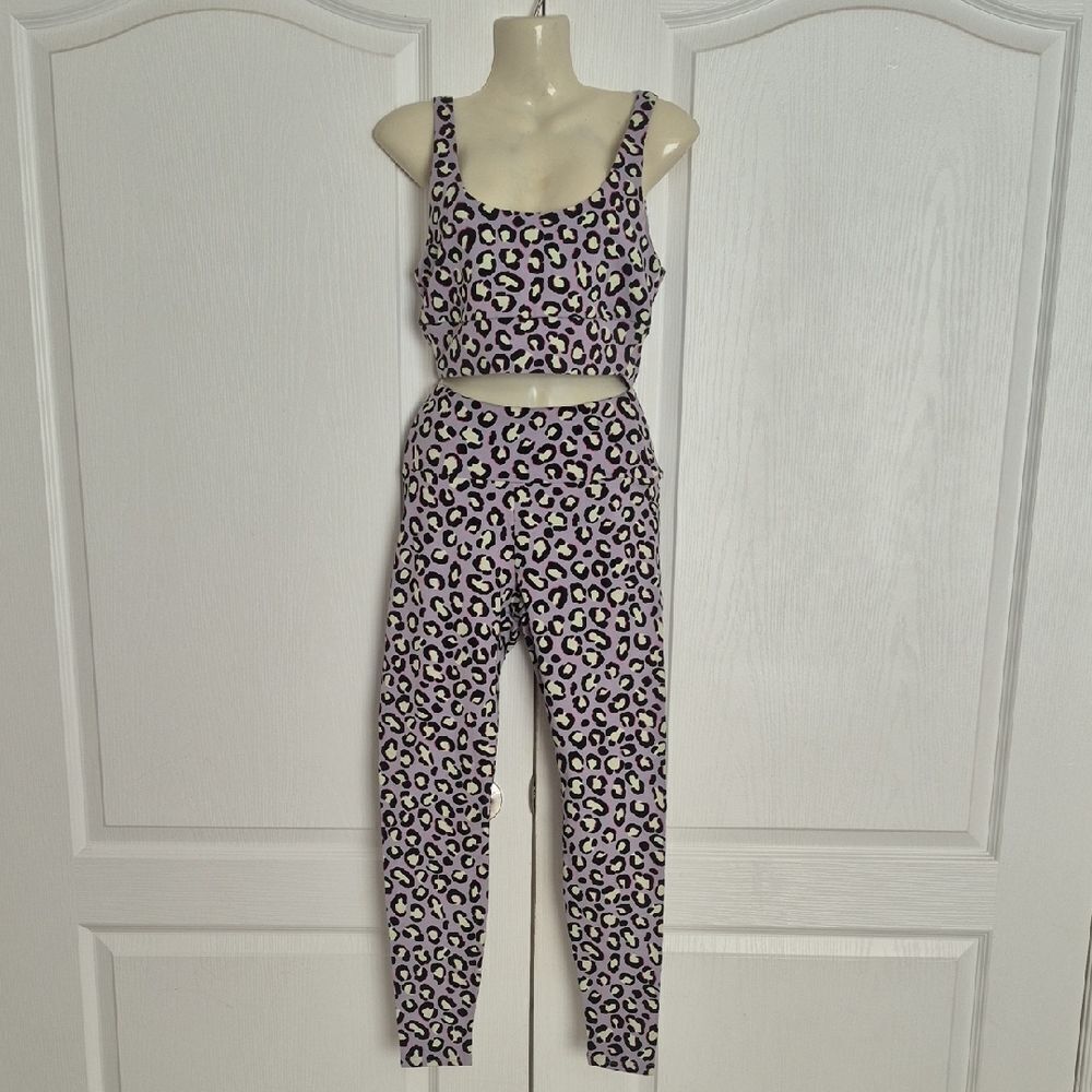 UGG Purple Leopard Print Crop Top & Leggings Set